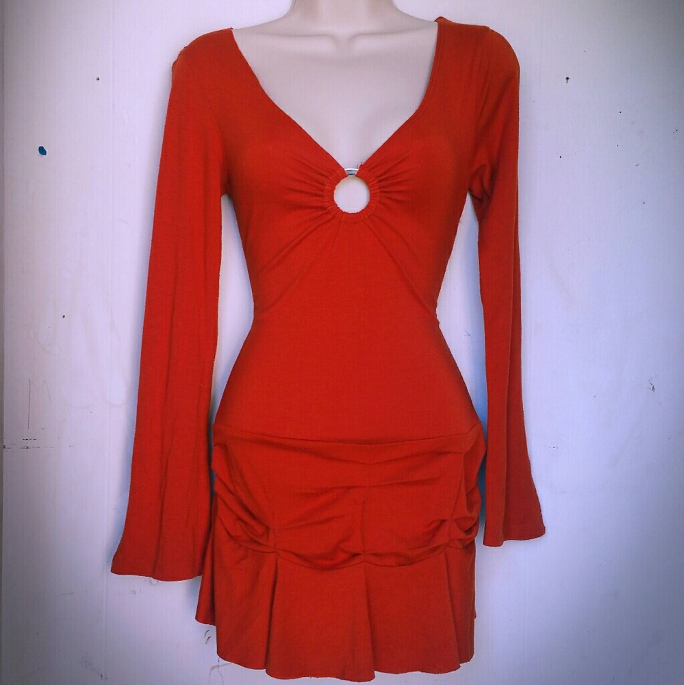 Burnt orange women's junior size M keyhole top